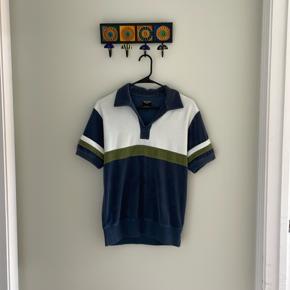 Todd Snyder Blue and White Polo Shirt